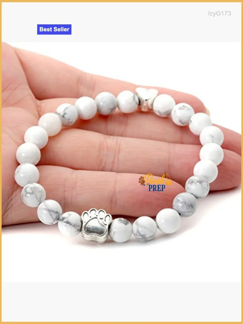 4pc Stretch Bracelet Set with Healing Crystals and Paw Charm